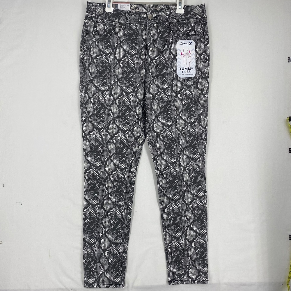 Seven7 Ankle Pants Gray Snake High Rise Skinny 14